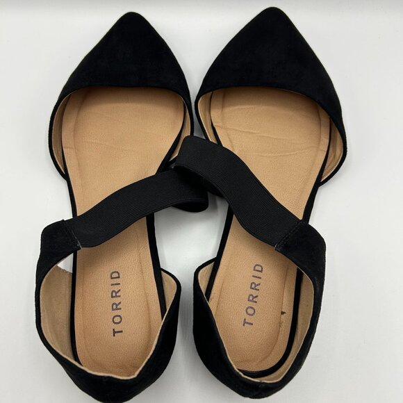 Torrid Pointed Toe Black Suede-Like Flats With Elastic Strap Size 10W - Picture 5 of 8
